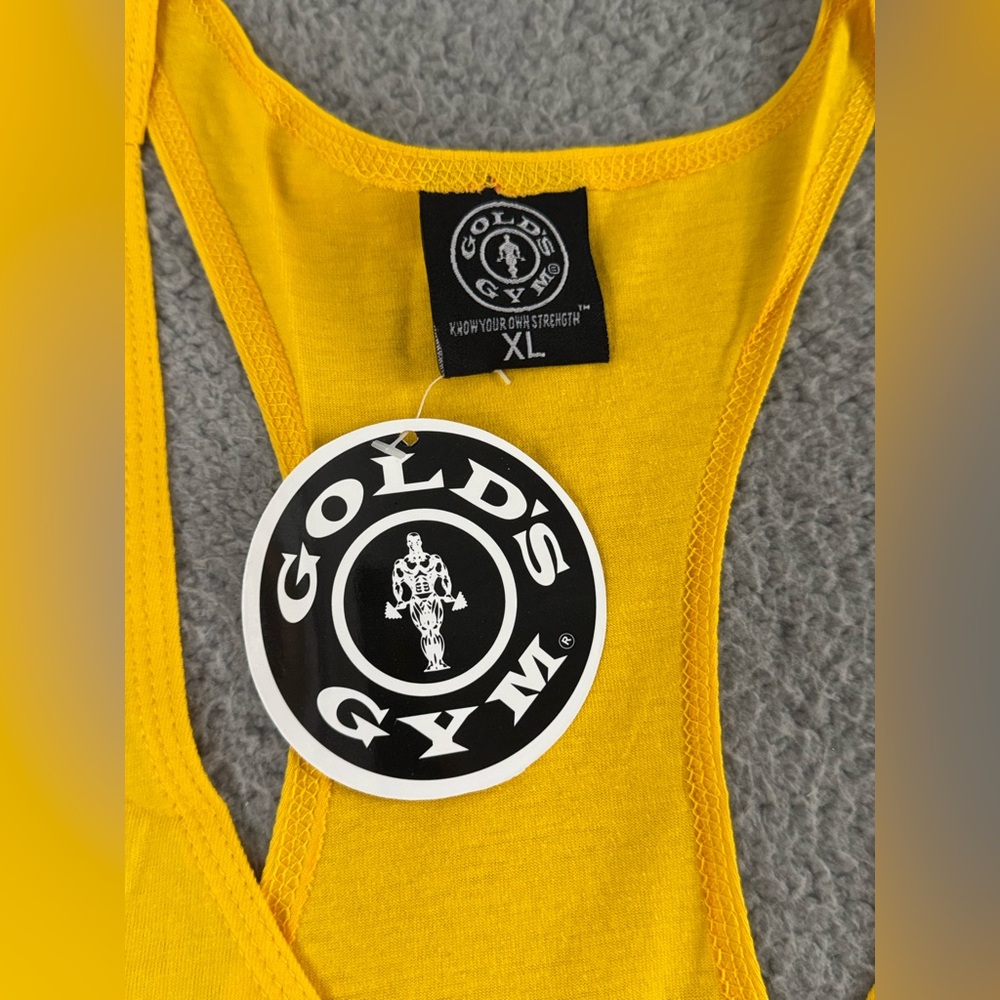 NWT-Mens XL Golds Gym Training Workout Muscle Sleeveless Yellow Tank Shi… - Picture 4 of 6